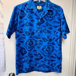 Vintage Hawaiian Shirt Maika Ui Vibrant Blue Island Vacation Beach Mens L Unisex